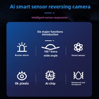 Caméra de recul AHD intelligente à vision nocturne HD avec surveillance IA grand angle 180 degrés et avertissement sonore et lumineux par radar