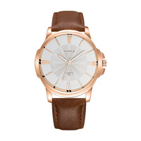 Montre-bracelet en cuir étanche pour hommes, Style à la mode, Unique, grand cadran, cadeau 3atm, Yazole 332