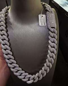 Collar de Cadena Cubana de Plata 925 Chapado en Oro de Estilo Premium con Brillantes Piedras de Moissanita para Colecciones de Joyería Hip Hop - Product Image 1