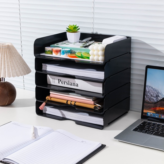 Wholesale Plastic Stackable Document A4 Tray Office Stationery File Folder File Tray