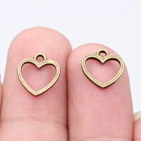 Pendentif Cœur Ouvert 12x11mm en Alliage de Zinc Argent Vieilli pour Collier d'Amour de la Saint-Valentin