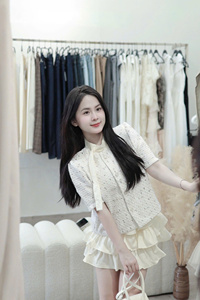 Conjunto de Dos Piezas con Falda con Volantes y Cuello Redondo, Tejido Vietnamita, Transpirable, para Todas las Temporadas - Product Image 6