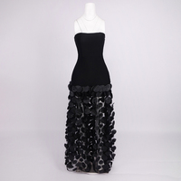 Robe longue élégante sans bretelles en maille à pois pour femme, coupe ajustée, jupe droite transparente, décontractée, avec nœud, sexy