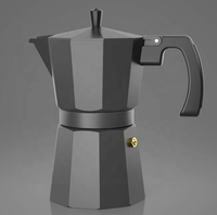 Machine à café en aluminium Moka, 1/2/3/4/6/9/12 tasses, vente en gros, fournitures d'usine, style Oem, noir/rouge