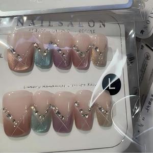 <span class=keywords><strong>Uñas</strong></span> postizas <span class=keywords><strong>de</strong></span> gel acrílico hechas a mano, diseño aleatorio, tamaño seleccionable, 10 piezas, diseño aleatorio - Product Image 3