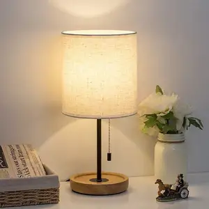 Lâmpada de mesa noturna para decoração, interruptor inteligente da moda para casa, escritório, para quarto, com base de madeira e27/e26