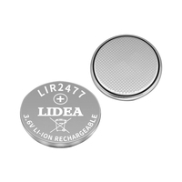 Pile bouton rechargeable LIR2477 200mAh, diamètre 24,5 mm, 7,5 g, pour appareil portable et instrument médical