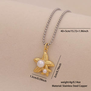 YW gaya Bohemian perhiasan musim panas pantai laut untuk anak perempuan kalung jimat bintang ikan impian baja tahan karat - Product Image 6