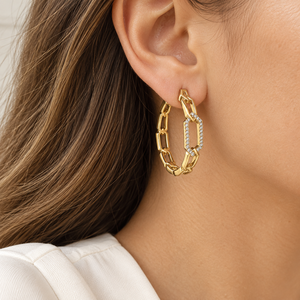 Orecchini a Cerchio Traforati con Micro Pavé di Zirconi per Donne, Gioielli Eleganti e Geometrici alla Moda - Product Image 2