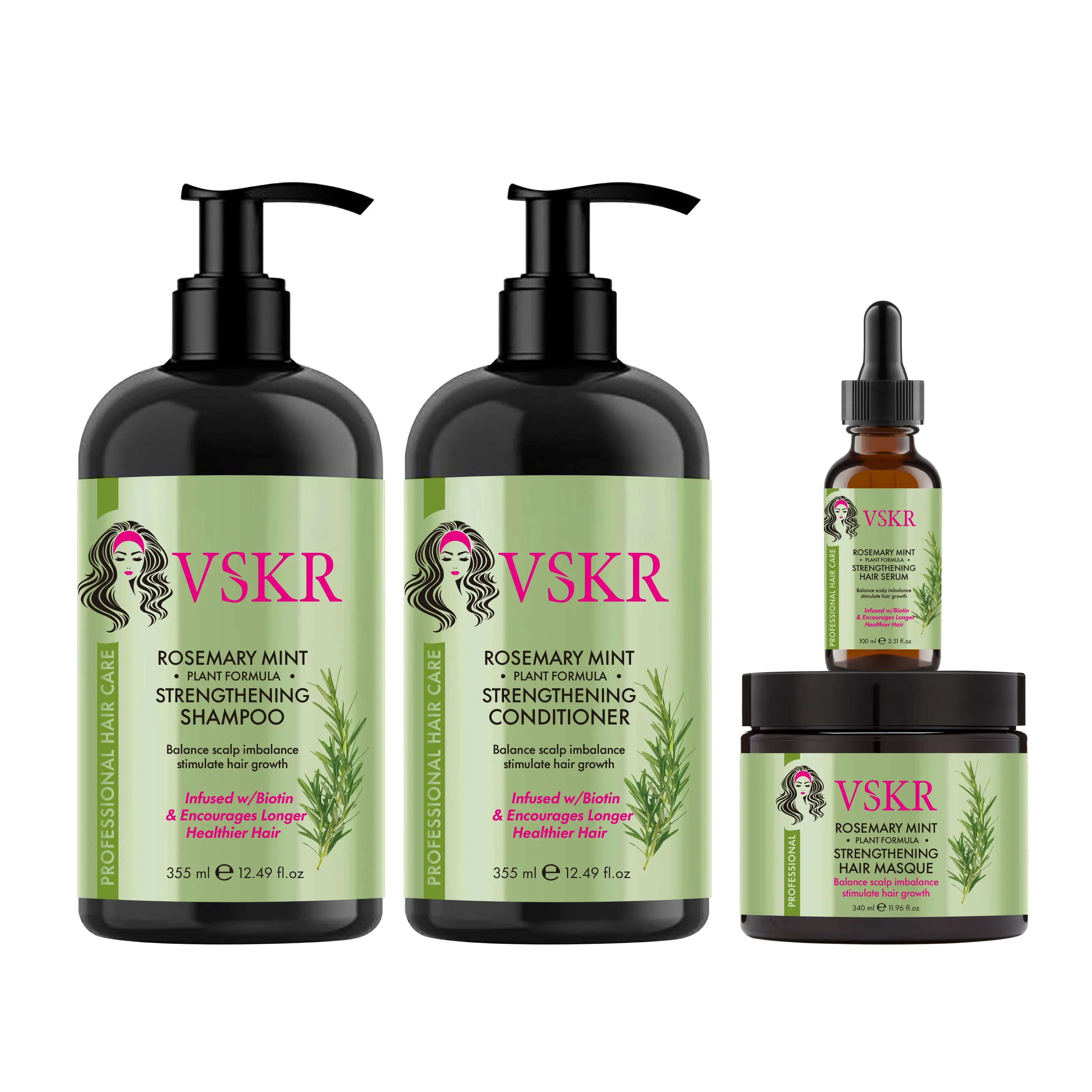 355ML Factory Price Hair Growth Deep Nourishing Straightening Rosemary Mint Shampoo Conditioner Samples Free