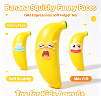Jouet banane géant souple et extensible en TPR, avec visage amusant, anti-stress, jouet sensoriel pour cadeaux de fête