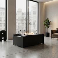 Ensemble de meubles : Table de foyer d'extérieur en marbre avec foyer bioéthanol intégré, garantie de chauffage de 5 ans