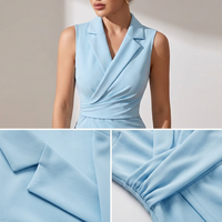 Robe Blazer Longue Élégante pour Femme en Spandex Uni, Sans Manches, Drapée, Plissée Naturellement, Style Surplis, Idéale pour le Bureau, Personnalisable OEM/ODM