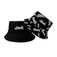 Nouveaux chapeaux de seau réversibles en coton uni de haute qualité, vente en gros de chapeaux de seau imprimés de broderie pour adultes
