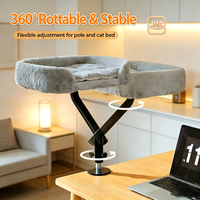Lit de bureau confortable pour chats, hamac pour chat, nid à fixer, hauteur réglable, housse amovible, imitation fourrure, lit pour chat