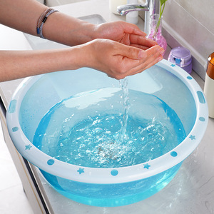 Transparent Plastic <b>Basin</b> <b>Round</b> Large Small Household Laundry Washing <b>Basin</b> For Home Dormitory Student Use - Product Image 2
