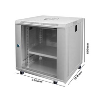 SYNSTRO - Rack de serveur en acier SPCC gris RAL7035 avec porte en verre trempé, protection IP20, montage mural 19 pouces 12U/9U, prêt pour l'IT de bureau