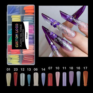 2025 Formes de capsules à ongles double forme, couleurs macaron et cristal, pour extensions russes et françaises, 288 pièces par boîte - Product Image 3