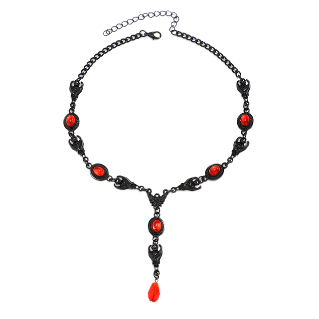 Popular Halloween Party Sets Dark Style Devil Blood Drops Earrings Spider Ghost Pendant Necklace Women Neo-Gothic Lab Created