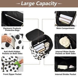<b>Black</b> White Dot Patters Customs Popular Women Lightweight <b>Backpack</b> Large Capacity Outdoor Daily Use Quilted <b>Backpack</b> - Product Image 5