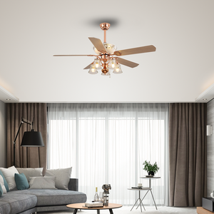 Breezelux Ventilateur de plafond LED européen personnalisable E27 * 5 Zipper Control Remote Traditional Copper Metal Lames for Bathroom Use - Product Image 6