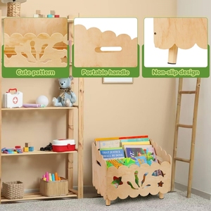 <span class=keywords><strong>Libreria</strong></span> <span class=keywords><strong>Montessori</strong></span> per Bambini, Portatile, per Soggiorno, Contenitore per Giocattoli, Piccola <span class=keywords><strong>Libreria</strong></span> in <span class=keywords><strong>Legno</strong></span> con 3 Divisori Regolabili - Product Image 5