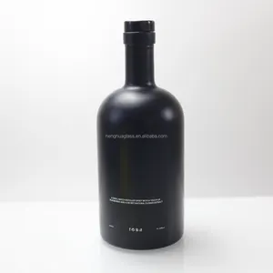 חם למכור 500ML 16OZ מט שחור זכוכית בקבוק עם פקק עבור נורדי זית שמן משקאות ג 'ין וודקה נוזל מיכל בקבוקי סיטונאי