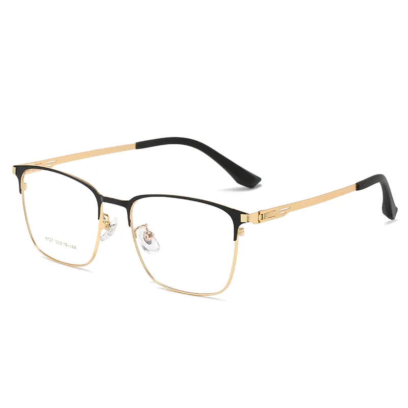 FANXUN6127 Hot Sale Non-Magnetic Titanium Metal Glasses Half-Frame Optical Screw-Free Hinge Gold Men Women glasses frames