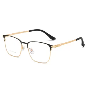 FANXUN6127 Лидер продаж, немагнитные титановые металлические очки в полуоправе, оптические Безвинтовые шарнирные золотые оправы для мужчин и женщин