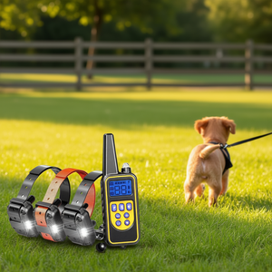 Collier de dressage pour chien rechargeable et étanche avec télécommande pour 1 à 3 chiens, indice IPX7, tissu en nylon, portée de 3000 pieds, moderne - Product Image 2