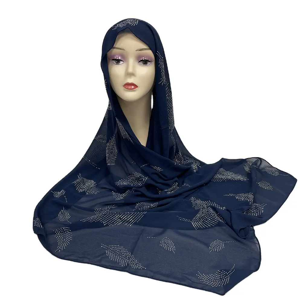 MS-2071 Wholesale chiffon hijab crystal stone scarf hijab for women latest design hijab muslim girls scarf 2022