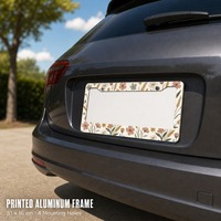 Support de plaque d'immatriculation personnalisé en aluminium avec impression de fleurs sauvages, décoration de voiture bohème florale, 31 x 16 cm