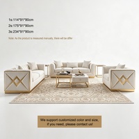 Ensemble de canapés sectionnels en velours de luxe moderne avec garniture dorée pour penthouse, mobilier sur mesure pour designer d'intérieur, service tout-en-un
