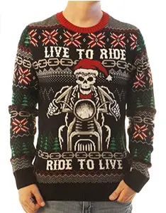 Custom Ugly Christmas Sweater Crew Neck Knitted Printed Sweater Fun Xmas Icons Sculls And Sayings men's sweaters