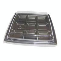 Boîte d'emballage en plastique jetable Sushi Clear Llid Récipient alimentaire pour emballage de gâteau avec 9 compartiments.