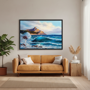 Printed <b>Canvas</b> Artwork: Coastal Mountain View Wall Art,BLACK <b>FRAMED</b> <b>CANVAS</b> - Product Image 2