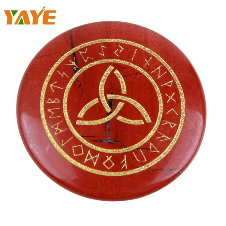 Wholesale Engraved Healing Crystal Custom Medals Rune stones Red jasper
