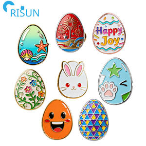 Usine Oeuf Chat Patte Lapin Émail Broche Logo Personnalisé Émail Feux D'artifice Joyeuses Pâques Dragon Wyvern Oeuf Paillettes Épinglette Badge Broche - Product Image 1