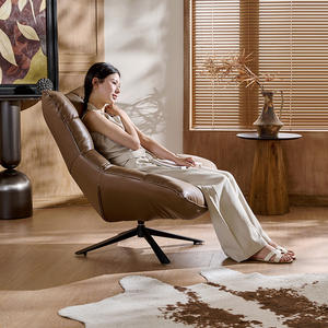 Sillón Giratorio de Diseño Moderno, Reclinable, de Cuero, para Sala de Estar, Sillón Individual con Función de Inclinación, Estilo Nórdico - Product Image 1