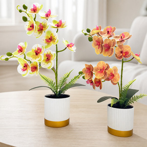 Orchidées Phalaenopsis artificielles avec pot, décoration intérieure, plante bonsai à 12 fleurs pour la maison, le bureau, accessoires de photographie - Product Image 1