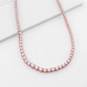 Luxury Shining Fine Custom Solid Gold Jewelry VVS lab Diamond Tennis Chain Choker collane in oro reale donna uomo - Product Image 6
