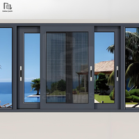 Ventanas Corredizas de Aluminio Modernas con Doble Acristalamiento, 3 Rieles, Marcos Horizontales para Hoteles, Villas, Apartamentos y Dormitorios