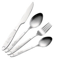 Ensemble de couverts modernes minimalistes en acier inoxydable épaissi ; Couverts de style occidental à motif floral ; Couteaux à steak et fourchettes