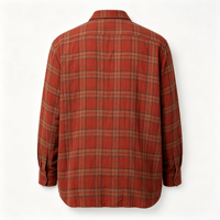 Kemeja Flanel Kotak-kotak Pria Custom OEM Lengan Panjang Kemeja Vintage Motif Kotak-kotak Streetwear Kasual Kemeja Kancing Depan Pemasok Pabrik