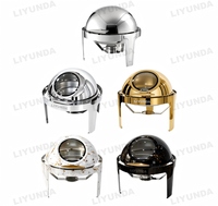 LIYUNDA Plat de service rond classique à couvercle roulant, en acier inoxydable argenté de luxe, 6L, équipement de maintien au chaud et de maintien au frais pour la restauration