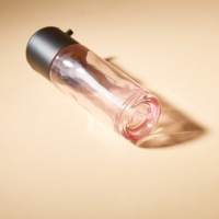 Bouteilles de sérum de luxe en rose givré de 40ml pour le visage, huile essentielle, bouteille ronde en verre cosmétique avec bouchon noir