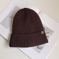 Chapeau d'hiver en tricot chaud de style vintage, couleur unie, chapeau beanie, doublure en polaire élastique épaisse, chapeau chaud