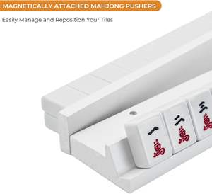 Ensemble de 4 supports magnétiques en bois naturel pour tuiles de Mahjong, design moderne pour <span class=keywords><strong>jeux</strong></span> de <span class=keywords><strong>table</strong></span> (blanc) - Product Image 3