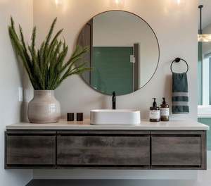 Custom Luxury Top End China Made <b>Mirror</b> Small Wood Wall Mounted Modern Bathroom Vanity - Product Image 4