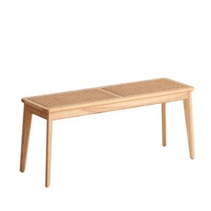 Banco de mimbre nórdico de madera maciza, silla moderna de estilo minimalista - Product Image 1